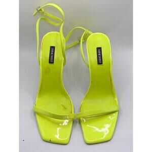 NINE WEST Women's Neon Yellow Hotz Ankle Strap Stiletto Heel Sandals SZ 9.5
